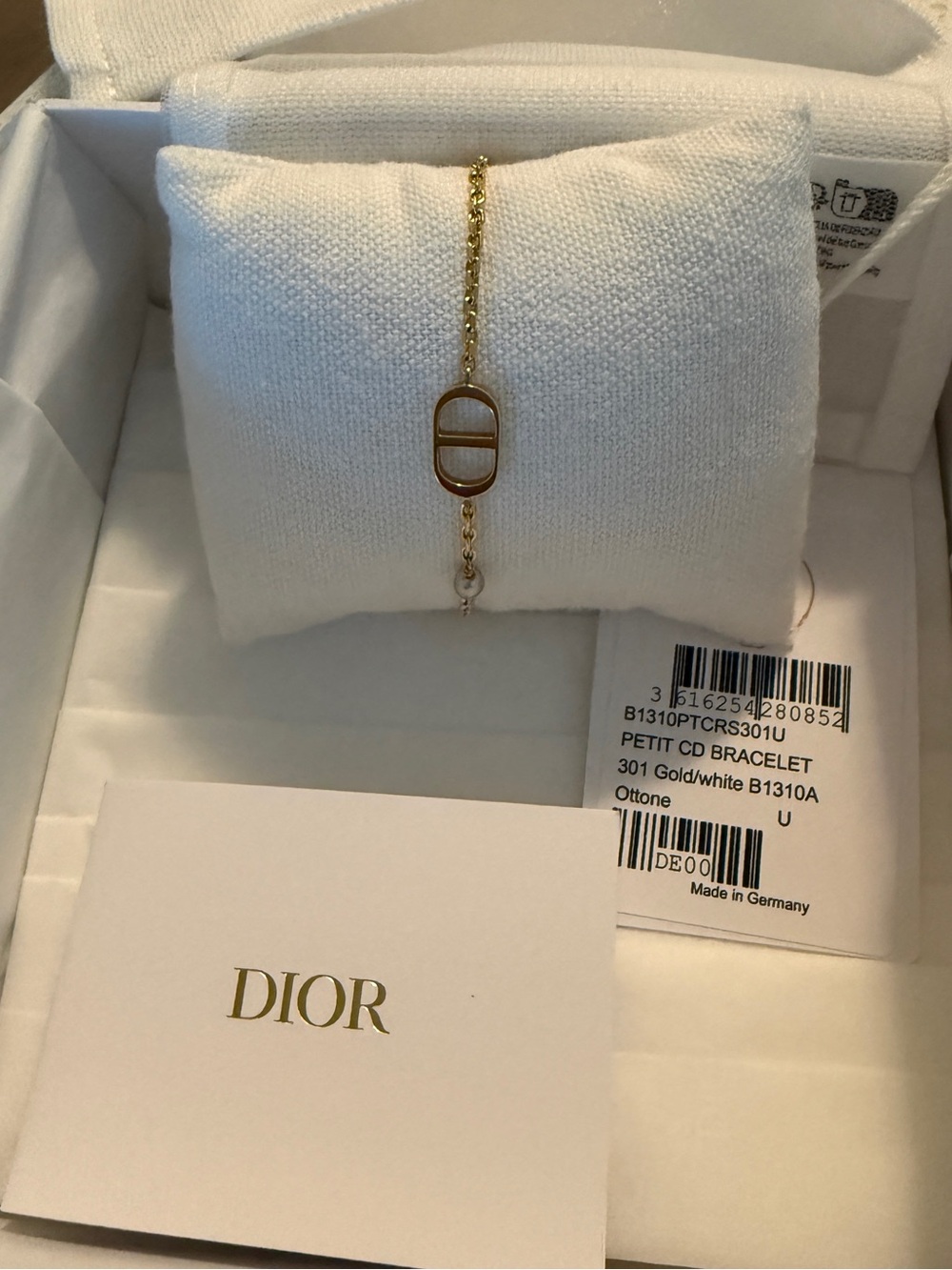 Dior Gold Petite CD Bracelet with Tag